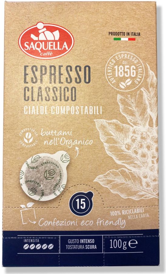 Saquella Espresso Classico Coffee Pods 15 Pcs - Crema