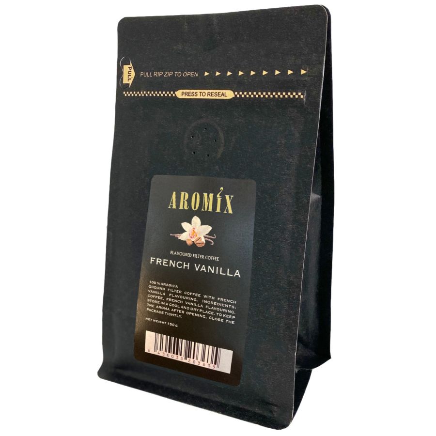 Aromix French Vanilla smaksatt kaffe 150 g bryggmalet