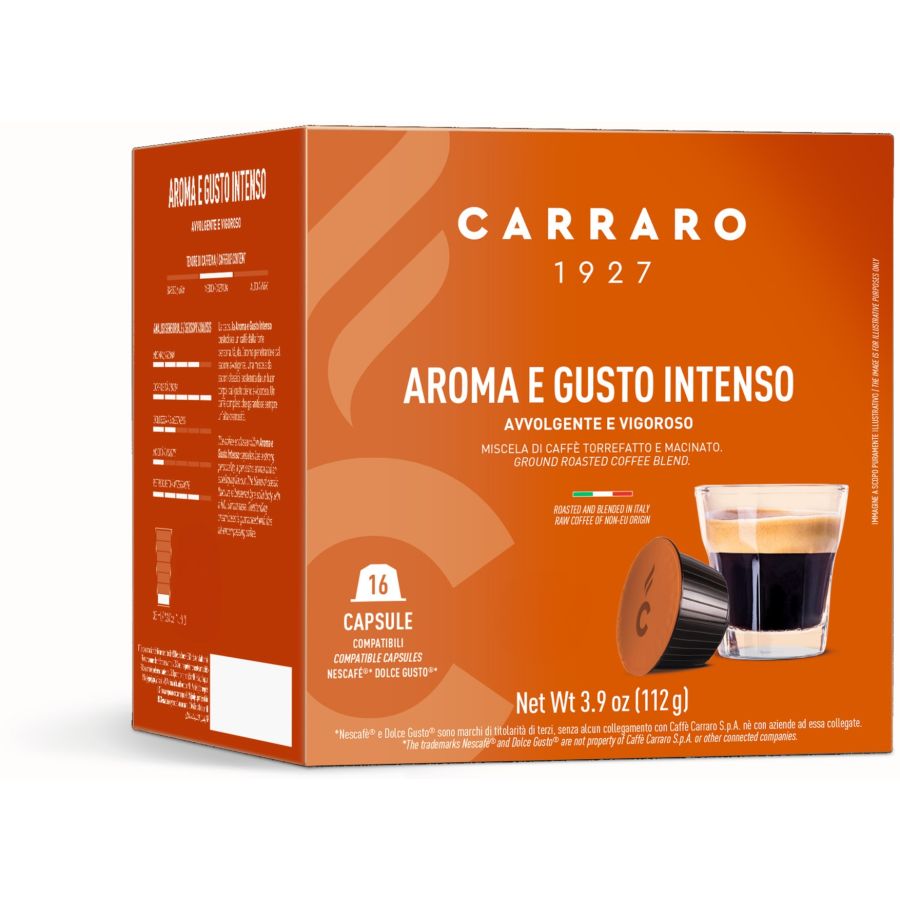 Carraro 1927 Aroma e Gusto Intenso Dolce Gusto®-kompatibel kaffekapsel, 16 st.