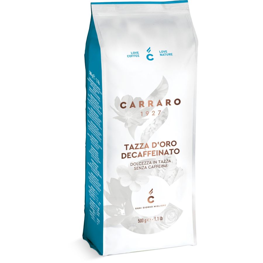 Carraro 1927 Tazza d'Oro Decaffeinato koffeinfritt kaffe 500 g kaffebönor