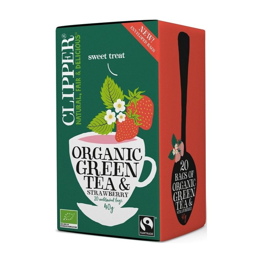 Clipper Organic Green Tea & Strawberry 20 tepåsar