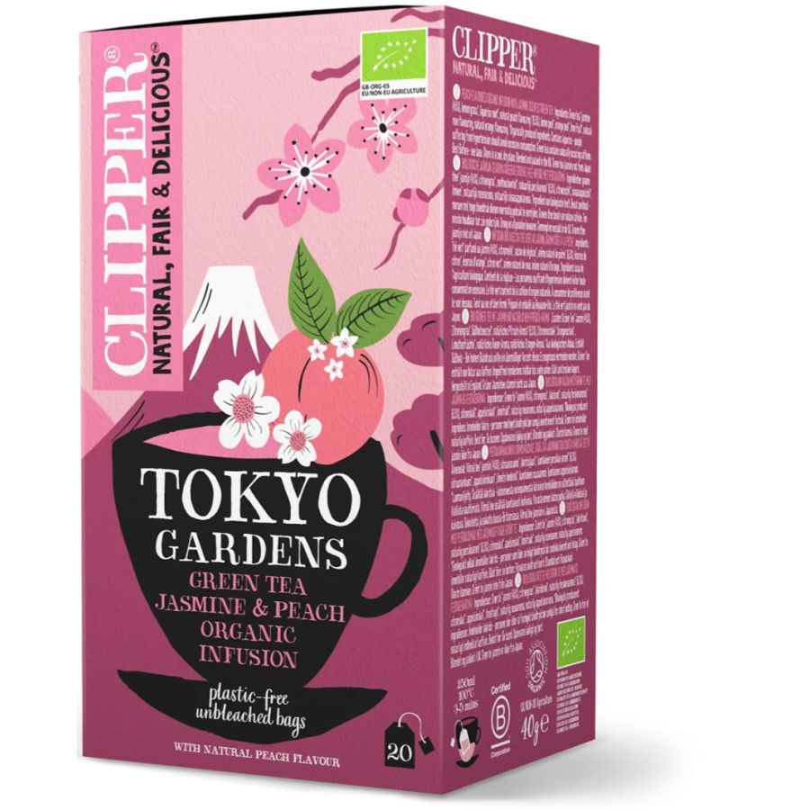 Clipper Tokyo Gardens Green Tea Jasmine & Peach Organic Infusion, 20 tepåsar