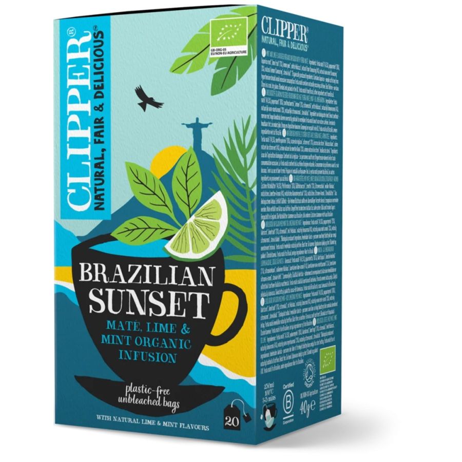 Clipper Brazilian Sunset Mate, Lime & Mint Organic Infusion, 20 tepåsar