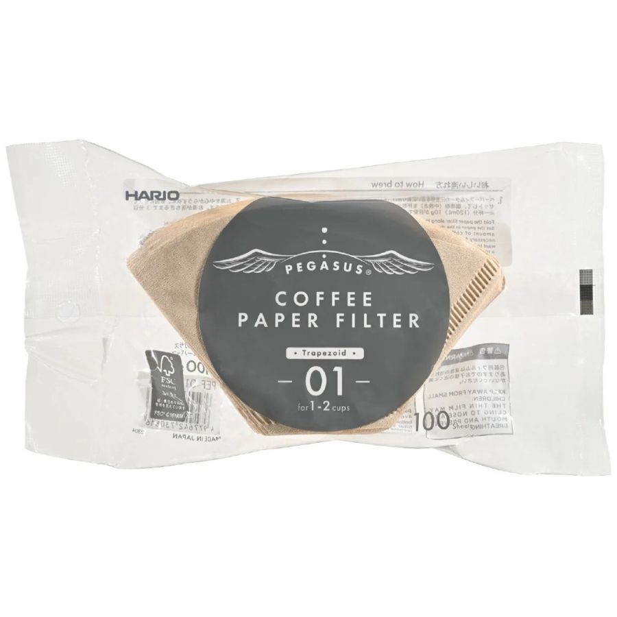 Hario Pegasus bruna kaffefilter storlek 01, 100 st.