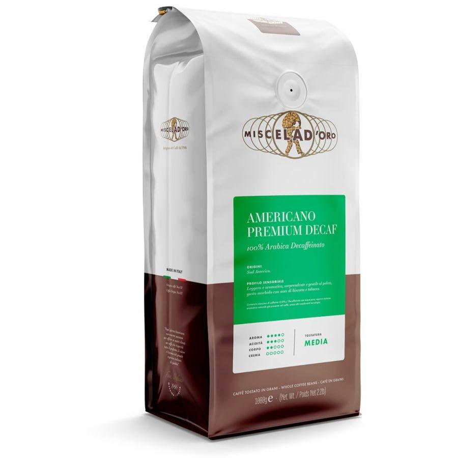 Miscela d'Oro Americano Premium Decaf koffeinfritt kaffe, 1 kg kaffebönor