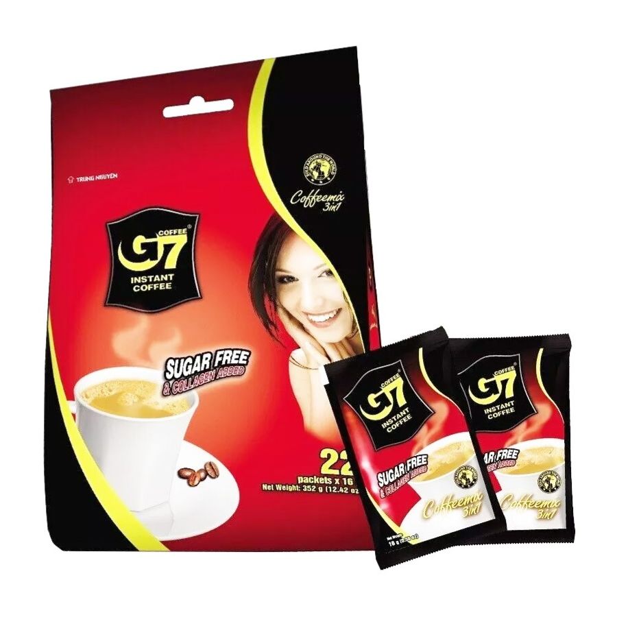 Trung Nguyen G7 Sugar Free + Collagen Instant Coffee 22 x 16 g Sachets