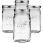 Ball Mason Jar Quart Wide Mouth 32 oz (945 ml) 4 glasburkar