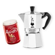 Bialetti Moka Express 6 koppars mokabryggare + Lucaffé Classic 250 g malet kaffe